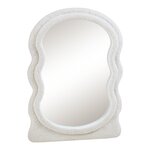 Miroir décoration moderne design mural cadre en tissu peluche 80 x 60 cm blanc 03_0010175