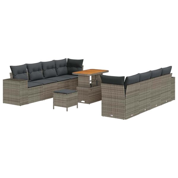 vidaXL Ensemble de canapé de jardin 11 Pièces Gris 90 x 55 x 71 cm