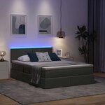 vidaXL Lit de rangement LED avec matelas Gris foncé 140 x 190 cm Tissu