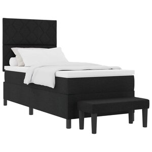 vidaXL Lit à ressorts avec matelas Noir 100 x 200 cm tissu