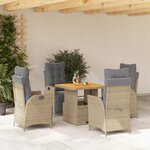 vidaXL Ensemble à manger de jardin avec coussins 5Pièces Beige poly rotin
