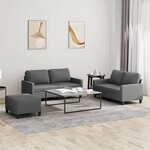 vidaXL Ensemble de canapés 3 Pièces avec coussins Gris foncé Tissu
