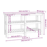 vidaXL Banc de travail Blanc 142 5x50x80 cm Bois de pin massif