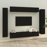 vidaXL Ensemble de meubles TV 8 Pièces Noir Bois d'ingénierie