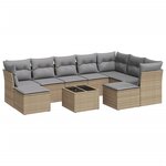 vidaXL Salon de jardin avec coussins 10 Pièces beige résine tressée