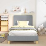 vidaXL Cadre de lit pour enfants avec tête de lit Gris clair tissu