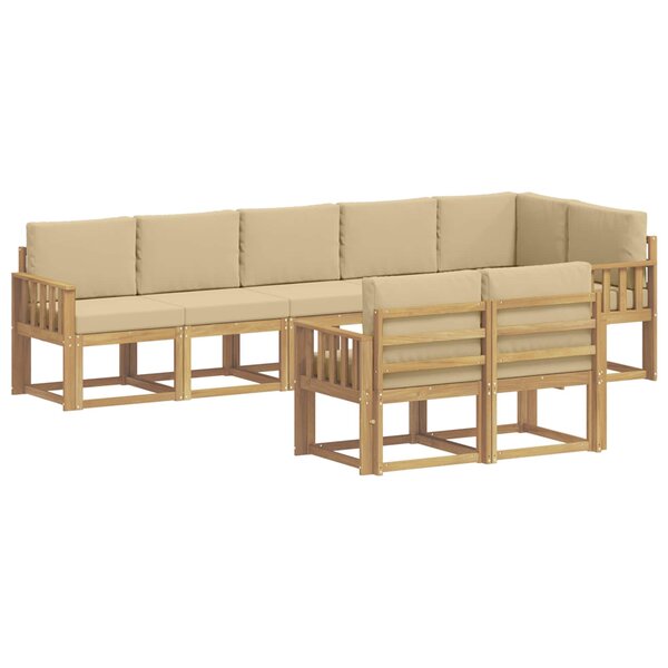 vidaXL Ensemble de canapés d'extérieur 8 pc Blanc et Beige Polyester