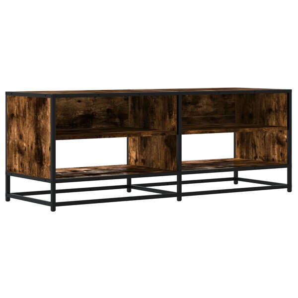 vidaXL Meuble TV chêne fumé 120 5x40x46 cm bois d'ingénierie et métal