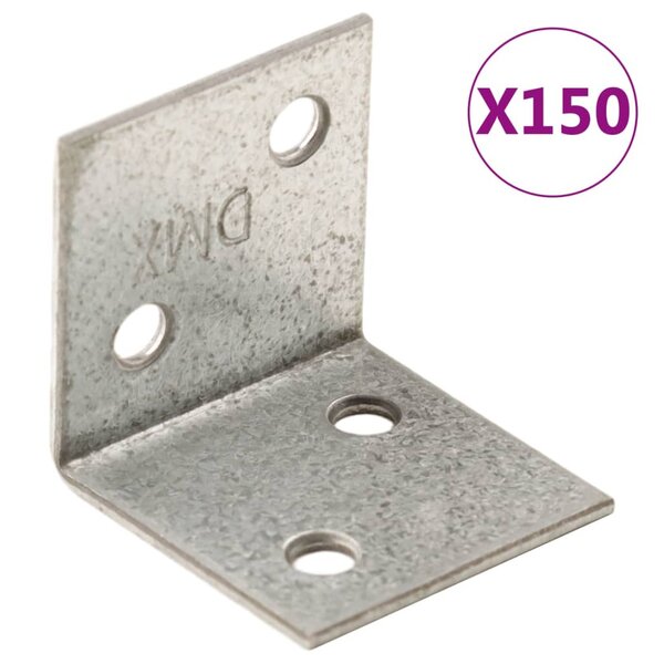 vidaXL Équerres de fixation 150 Pièces 2 mm 30x25x30 mm acier galvanisé