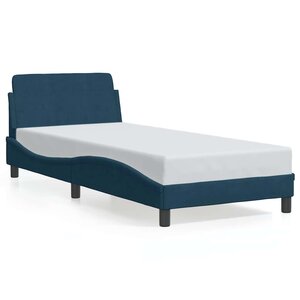 vidaXL Cadre de lit avec tête de lit Dover bleu 90x200 cm velours