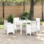 vidaXL Ensemble repas jardin blanc en poly rotin 5 pièces