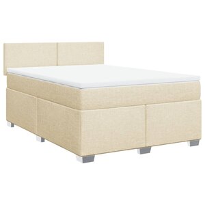 vidaXL Sommier à lattes de lit avec matelas Crème 140x200 cm Tissu