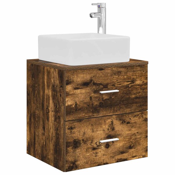 vidaXL Vanité de lavabo mural Chêne fumé 49 5 x 41 x 63 cm