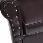 vidaXL Fauteuil avec repose-pied Marron foncé Similicuir