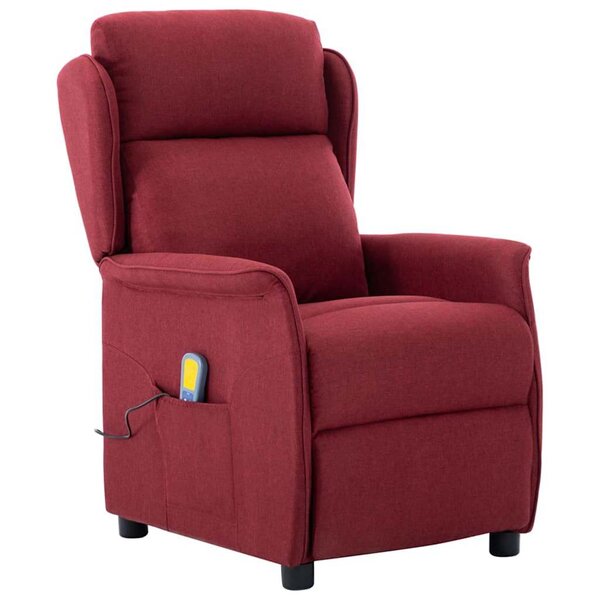 vidaXL Fauteuil de massage Rouge vin en tissu