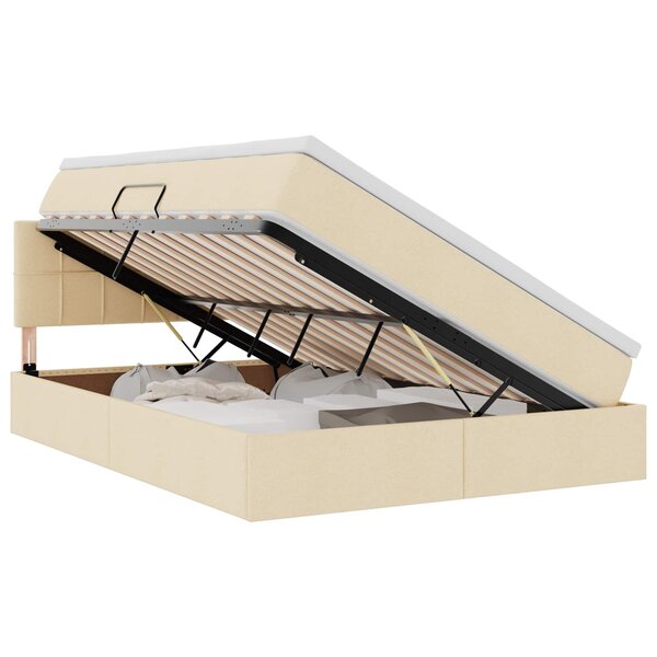 vidaXL Lit avec rangement et matelas avec matelas Crème 140 x 190 cm