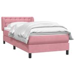 vidaXL Sommier à lattes de lit avec matelas rose 90x220 cm velours