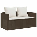 vidaXL Salon de jardin 5 Pièces avec coussins empilable marron polyrotin