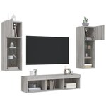 vidaXL Unités murales TV avec LED 5 Pièces gris sonoma bois d'ingénierie