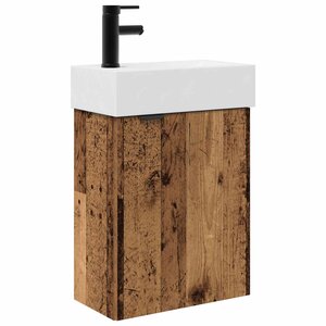 vidaXL Meuble de salle de bain avec robinet Bois ancien