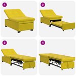 vidaXL Canapé-lit 3-en-1 avec design tirant en velours jaune
