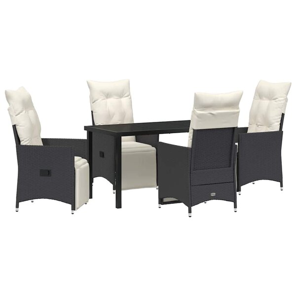 vidaXL Ensemble de salle à manger pour jardin 5 Pièces Noir Poly rotin