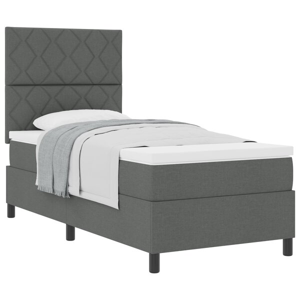 vidaXL Lit à Ressorts avec Matelas Gris Foncé Lit Simple Tissu
