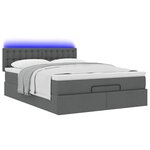 vidaXL Lit ottoman avec matelas et LED gris foncé 140x190 cm tissu