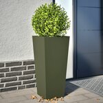 vidaXL Jardinières 2 Pièces vert olive 35x35x75 cm acier