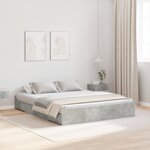 vidaXL Cadre de lit avec rangement avec tiroir Gris béton 140 x 190 cm