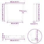 vidaXL Pieds de table à manger en V 2 pièces Noir 80 x (72-73 3) cm Acier