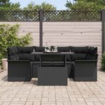 vidaXL Ensemble de canapé de jardin 7 Pièces Noir Poly Rattan