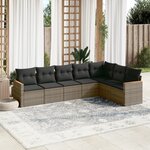 vidaXL Salon de jardin avec coussins 7 Pièces gris résine tressée