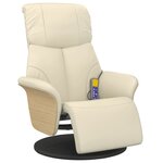 vidaXL Fauteuil inclinable de massage et repose-pieds crème similicuir