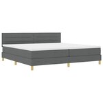 vidaXL Lit à ressorts avec coussin Gris foncé 200 x 200 cm tissu