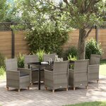 vidaXL Ensemble de salle à manger de jardin 7 pièces avec coussins Gris Poly Rattan