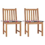 vidaXL Chaises de jardin lot de 2 avec coussins Bois de teck massif