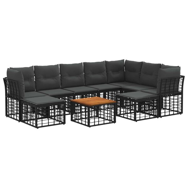 vidaXL Ensemble de canapés d'extérieur 10 Pièces Noir et Gris foncé