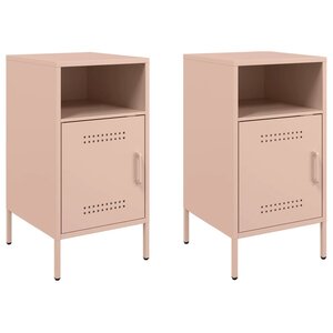 vidaXL Tables de chevet 2 Pièces rose 36x39x68 cm acier