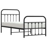 vidaXL Cadre de lit métal sans matelas avec pied de lit noir 90x200 cm