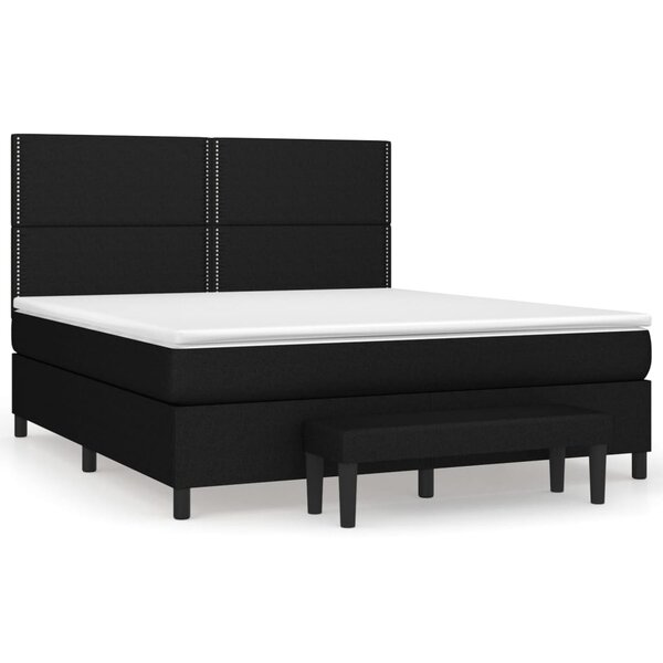 vidaXL Sommier à lattes de lit avec matelas Noir 160x200 cm Tissu