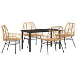 vidaXL Ensemble de dining de jardin 5 pièces marron poly rotin