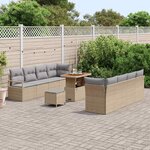 vidaXL Ensemble de canapé de jardin 11 Pièces Beige Poly rotin