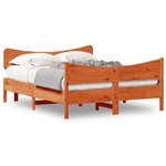 vidaXL Cadre de lit sans matelas cire marron 135x190cm bois pin massif
