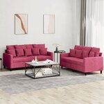 vidaXL Ensemble de canapés 2 Pièces avec coussins Rouge bordeaux Velours