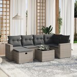 vidaXL Salon de jardin avec coussins 7 Pièces gris résine tressée