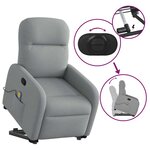 vidaXL Fauteuil de massage inclinable Gris clair Tissu
