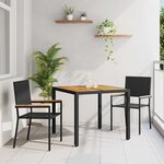 Ensemble de Salle à Manger de Jardin 3 Pièces Poly Rattan Noir vidaXL
