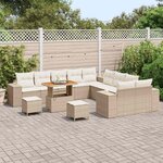 vidaXL Ensemble de canapé de jardin 13 Pièces Beige et crème polyrotin