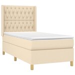 vidaXL Sommier à lattes de lit matelas et LED Crème 90x190 cm Tissu